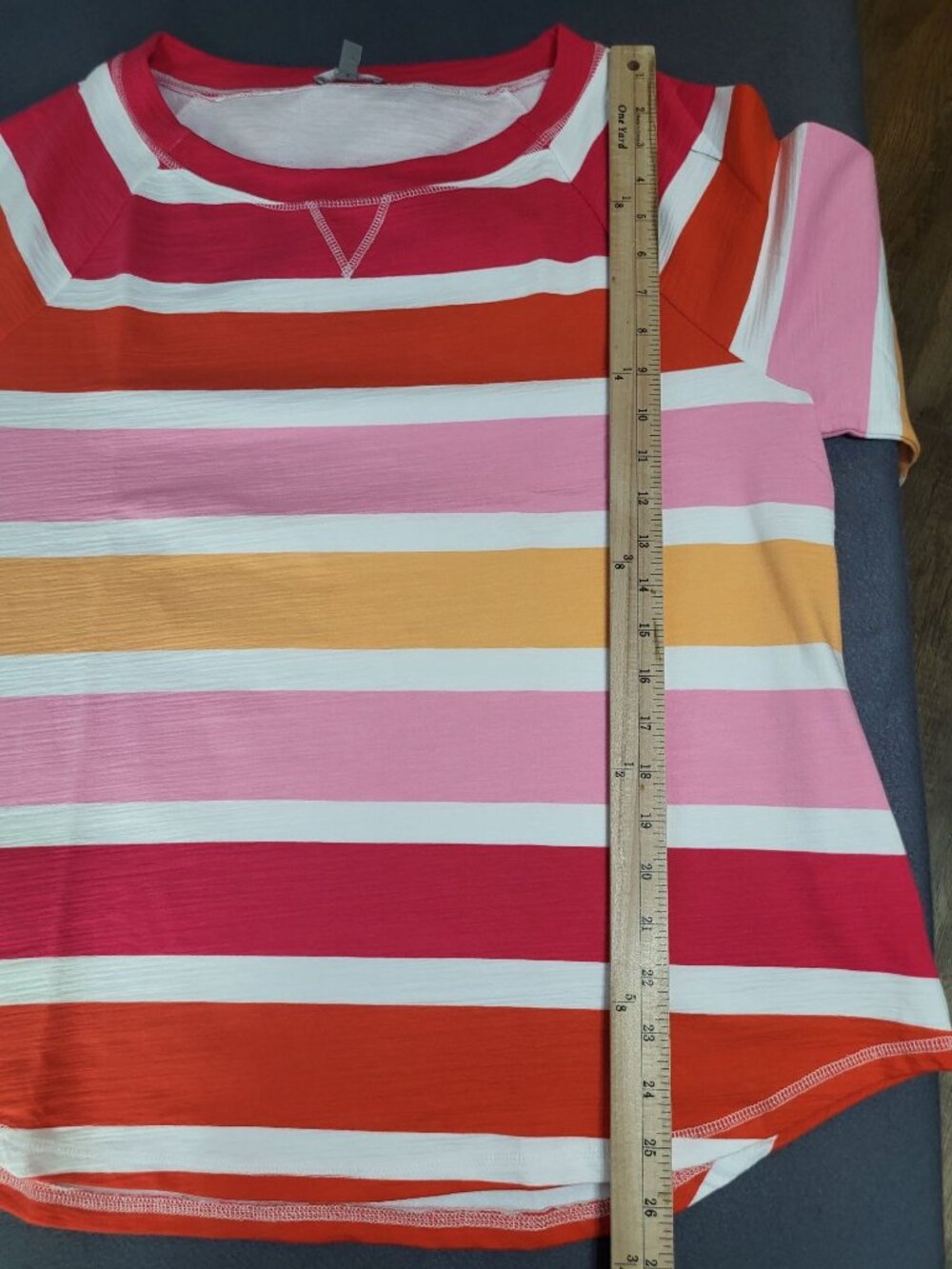 Talbots Women's XL UPF 50 Cozy Crush Pullover Zippy Stripe Pink Orange Beachy - Picture 5 of 6